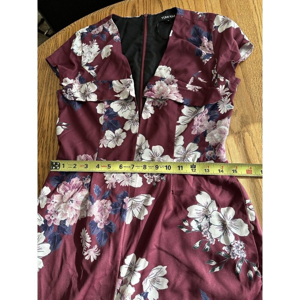 Anthropologie Yumi Kim Floral Print Cutout Jumpsuit Size M Date Night Bow Classy - Picture 13 of 16